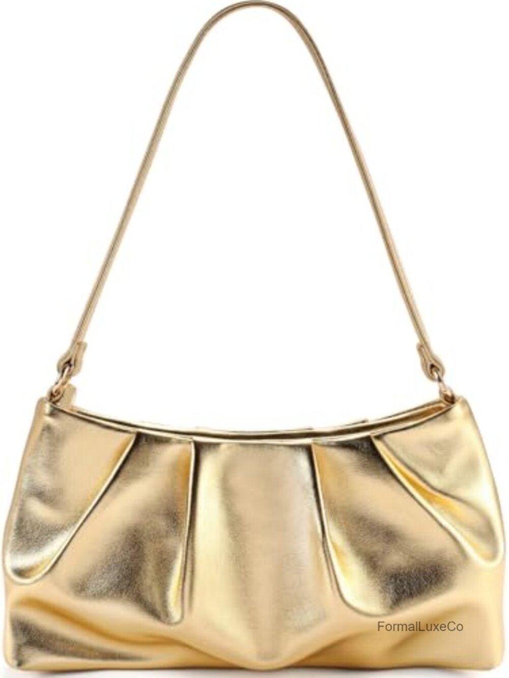 Women's Pleated Evening Clutch Bag, Detachable Shoulder Straps, PU Leather